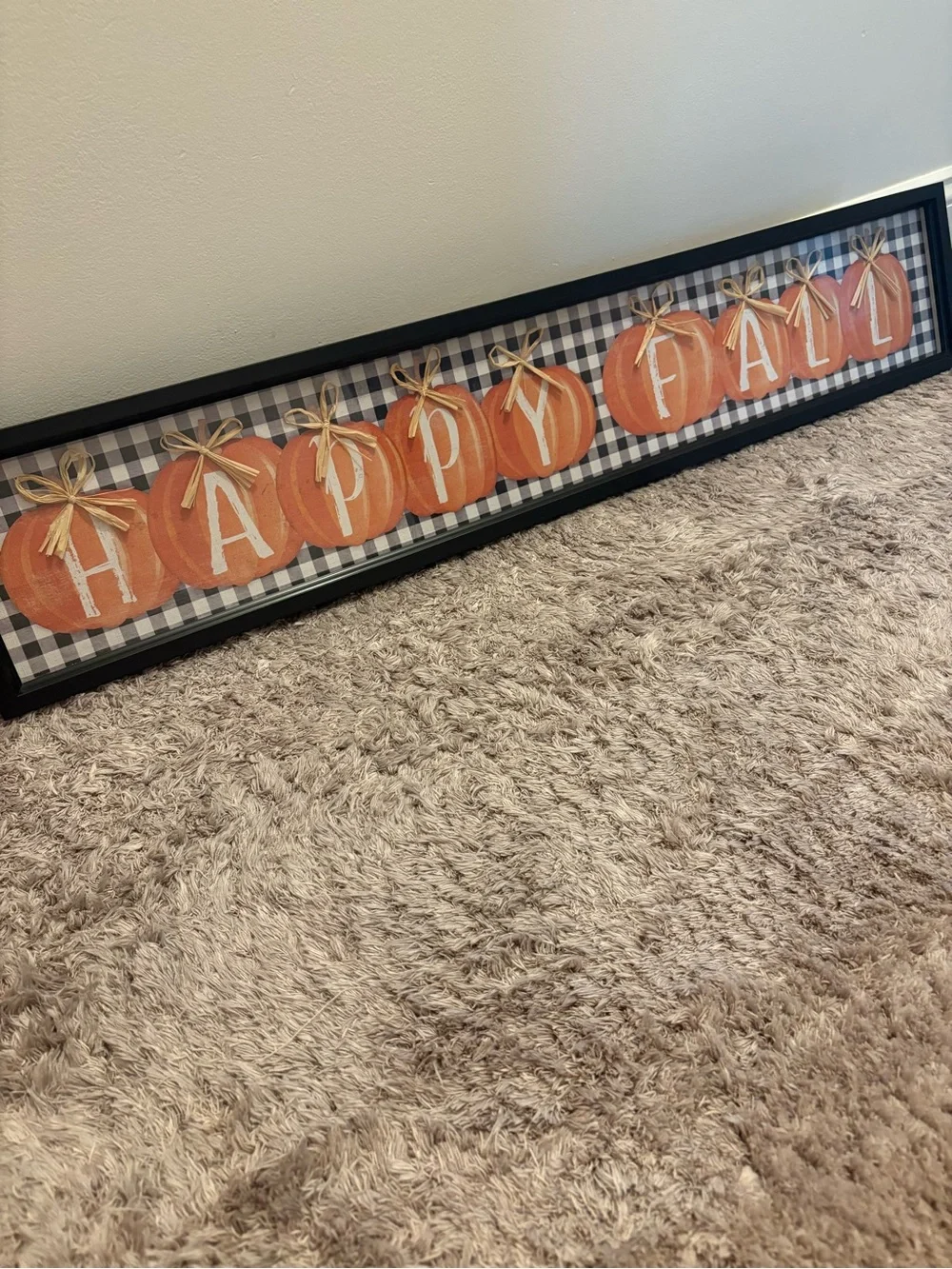 Kirklands Orange Pumpkin Happy Fall Plaque
